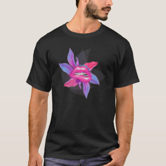 Lippen en bladeren Roze Pastel Moderne Futuristisc T-shirt