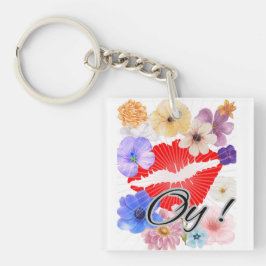 Lippen en bloemen sleutelhanger