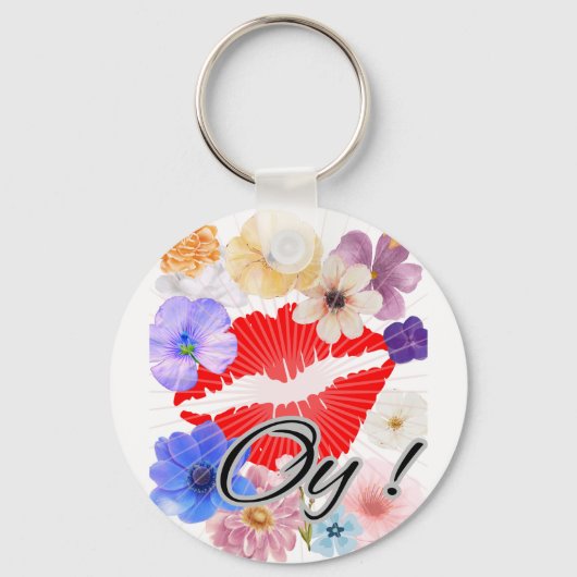Lippen en bloemen sleutelhanger (Voorkant)