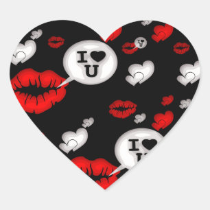 Lippen en liefdespraat hart sticker