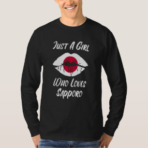 Lippen en Mond Liefde Japanse Vlag Sapporo T-shirt