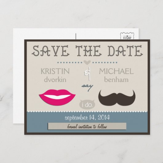 Lippen en snor aankondigingskaart (Voorkant / Achterkant)