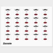 lippen en snor mod bruiloft envelop afdichting vierkante sticker (Vel)