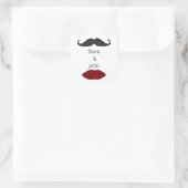 lippen en snor mod bruiloft envelop afdichting vierkante sticker (Tas)