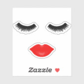 Lippen en wimpers rood sticker (Vel)