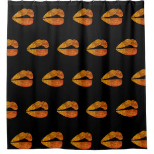 Lippen Gouden Glitter Douchegordijn