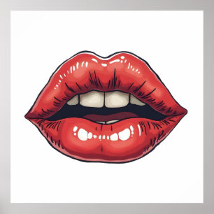 Lippen handgetekend poster