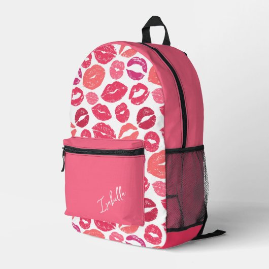Lippen Kiss Print Cut Naaizak Bedrukte Rugzak (Achterkant Hoek Rechts)