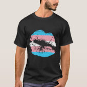 Lippen Mond Trans Ondersteuning Roze Blauwe Vlag S T-shirt (Voorkant)
