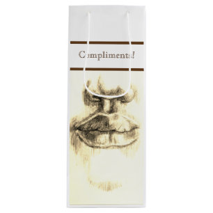 Lippen & neus potlood tekening aangepaste geschenk wijn cadeautas