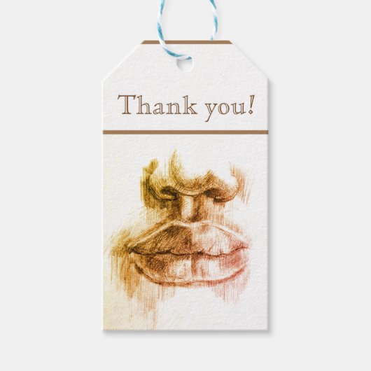 Lippen & neuspotlood tekenen op maat geschenk Labe Cadeaulabel (Voorkant)