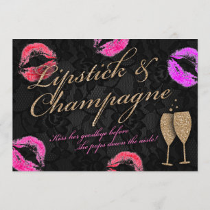Lippenstift & Champagne Bachelorette Kaart