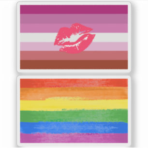 Lippenstift Lesbische Pride Vlag en Lippen Sticker