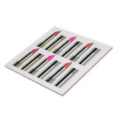 Lippenstift schoonheid cosmetica chroom roze rood tegeltje (Zijkant)