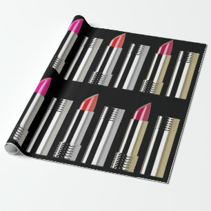 Lippenstift schoonheid make-up zilver roze modern cadeaupapier