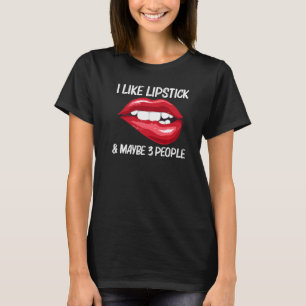 Lippenstift voor vrouwen Meisjes Lip Bijten Rode L T-shirt