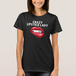 Lippenstift voor vrouwen Meisjes Lip Bijten Rode L T-shirt