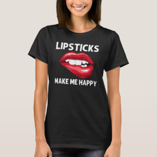 Lippenstift voor vrouwen Meisjes Lip Bijten Rode L T-shirt