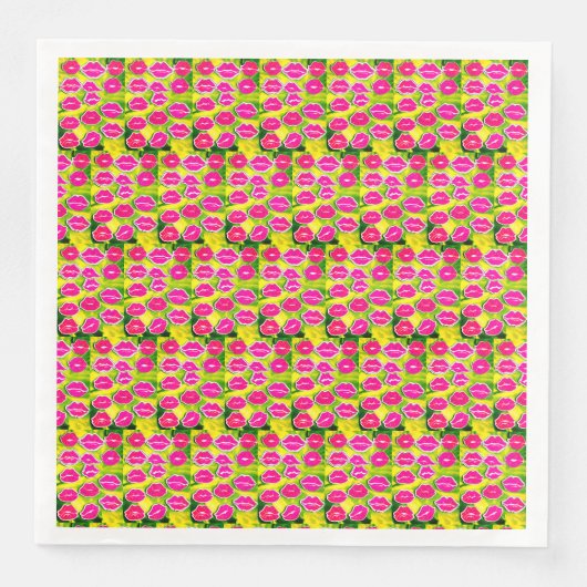 "Lips and Kisses" papieren servetjes. Servet (Voorkant)