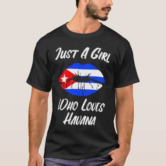 Lips and Mouth Love Cuban Flag Havana T-shirt (Voorkant)