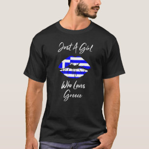 Lips Artwork Dames meisjes Griekse vlag Griekenlan T-shirt