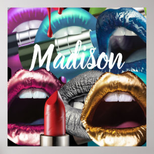 Lips Elegant Stylish Bad Girl Aangepast op maat Poster