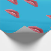 Lips en blauwe achtergrond cadeaupapier (Hoek)