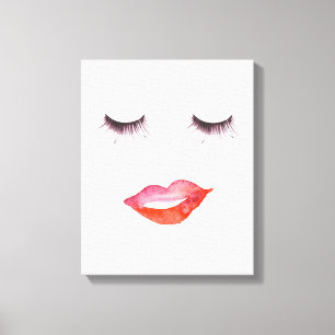 Lips en Eyelashes Canvas Afdruk