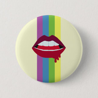 Lips en regenboogbadge ronde button 5,7 cm
