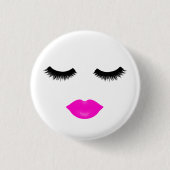 Lips en sla roze ronde button 3,2 cm (Voorkant)