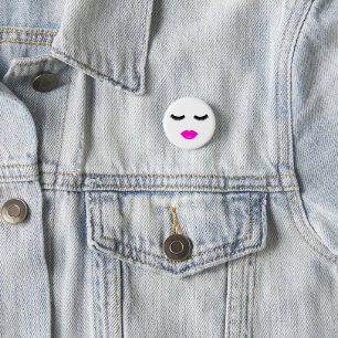 Lips en sla roze ronde button 3,2 cm
