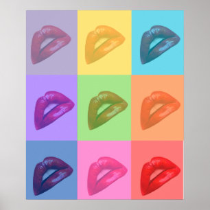 Lips Foto Pop Art Kleurrijk Portret Block Poster