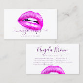 Lips Girly Pink Paars Visitekaartje (Voorkant / Achterkant)
