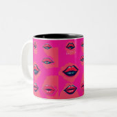 Lips Kiss Print Mug - Mug romantique pour les tour (Devant gauche)