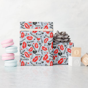Lips, lippenstift prints, kus. cadeaupapier