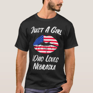 Lips Mond Love Amerikaanse Vlag Nebraska T-shirt