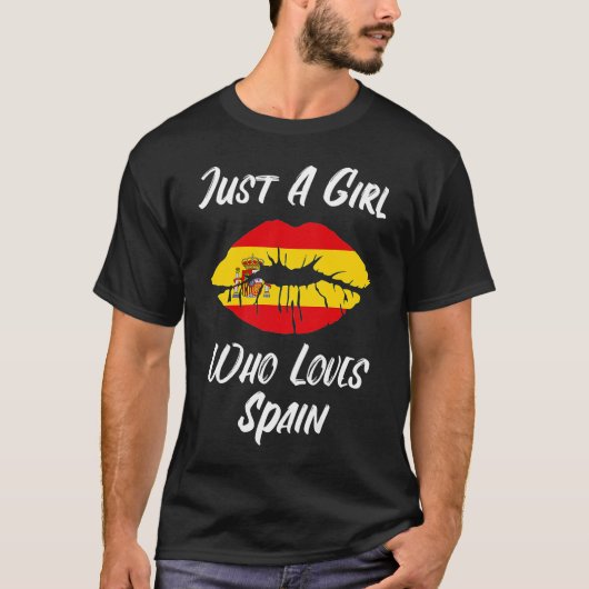 Lips Mond Love Spaanse Vlag Spanje T-shirt (Voorkant)