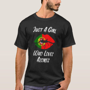 Lips Mouth Love Portugese vlag Azoren T-shirt