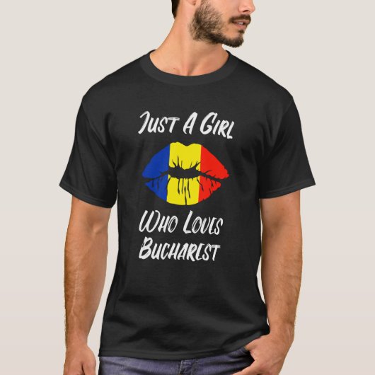 Lips Mouth Love Romanian Flag Bukarest T-shirt (Voorkant)