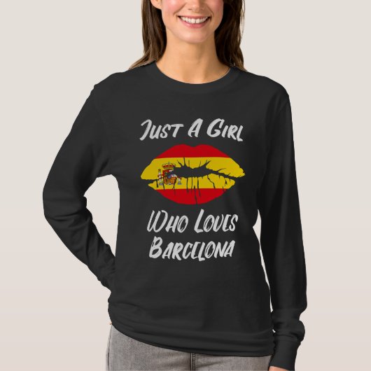 Lips Mouth Love Spanish Flag Barcelona T-shirt (Voorkant)