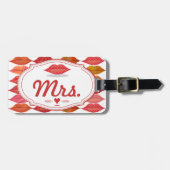 Lips Mrs Hipster Retro Bride Bagagelabel (Voorkant horizontaal)