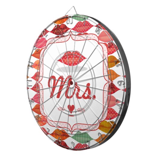 Lips Mrs Hipster  Retro Bride Dartbord (Voorkant Rechts)