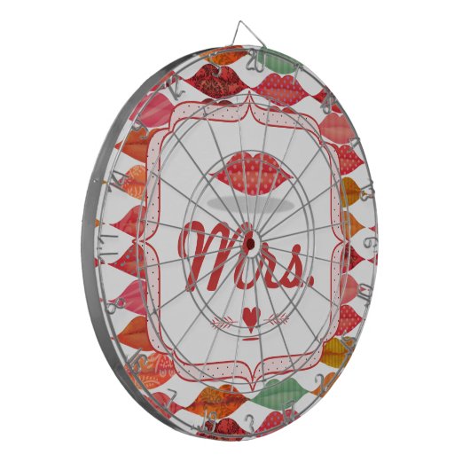 Lips Mrs Hipster  Retro Bride Dartbord (Voorkant Links)