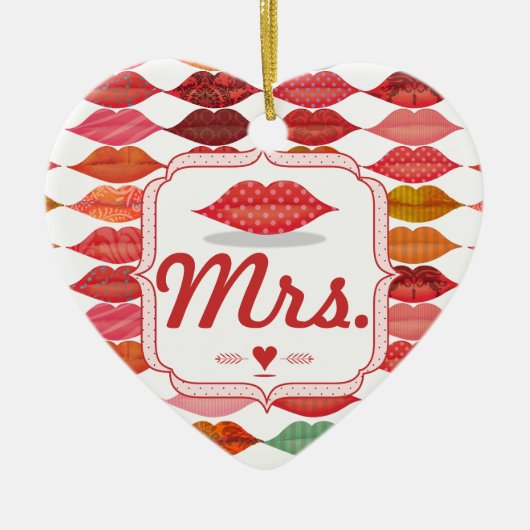 Lips Mrs Hipster  Retro Bride Keramisch Ornament (Voorkant)