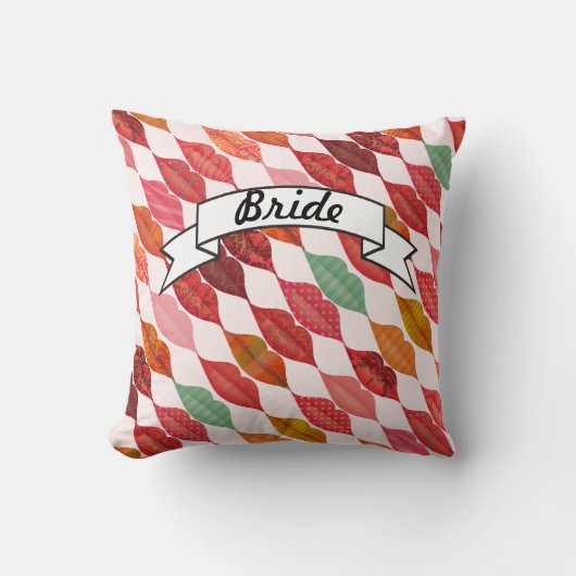 Lips Mrs Hipster Retro Bride Kussen (Voorkant)