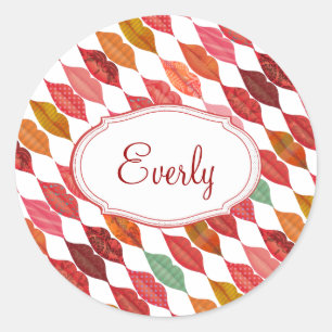 Lips Mrs Hipster Retro Bride Ronde Sticker