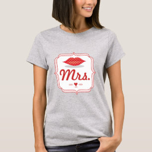 Lips Mrs Hipster  Retro Bride T-shirt