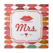 Lips Mrs Hipster  Retro Bride Tegeltje (Voorkant)