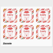 Lips Mrs Hipster Retro Bride Vierkante Sticker (Vel)