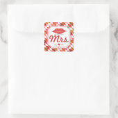 Lips Mrs Hipster Retro Bride Vierkante Sticker (Tas)